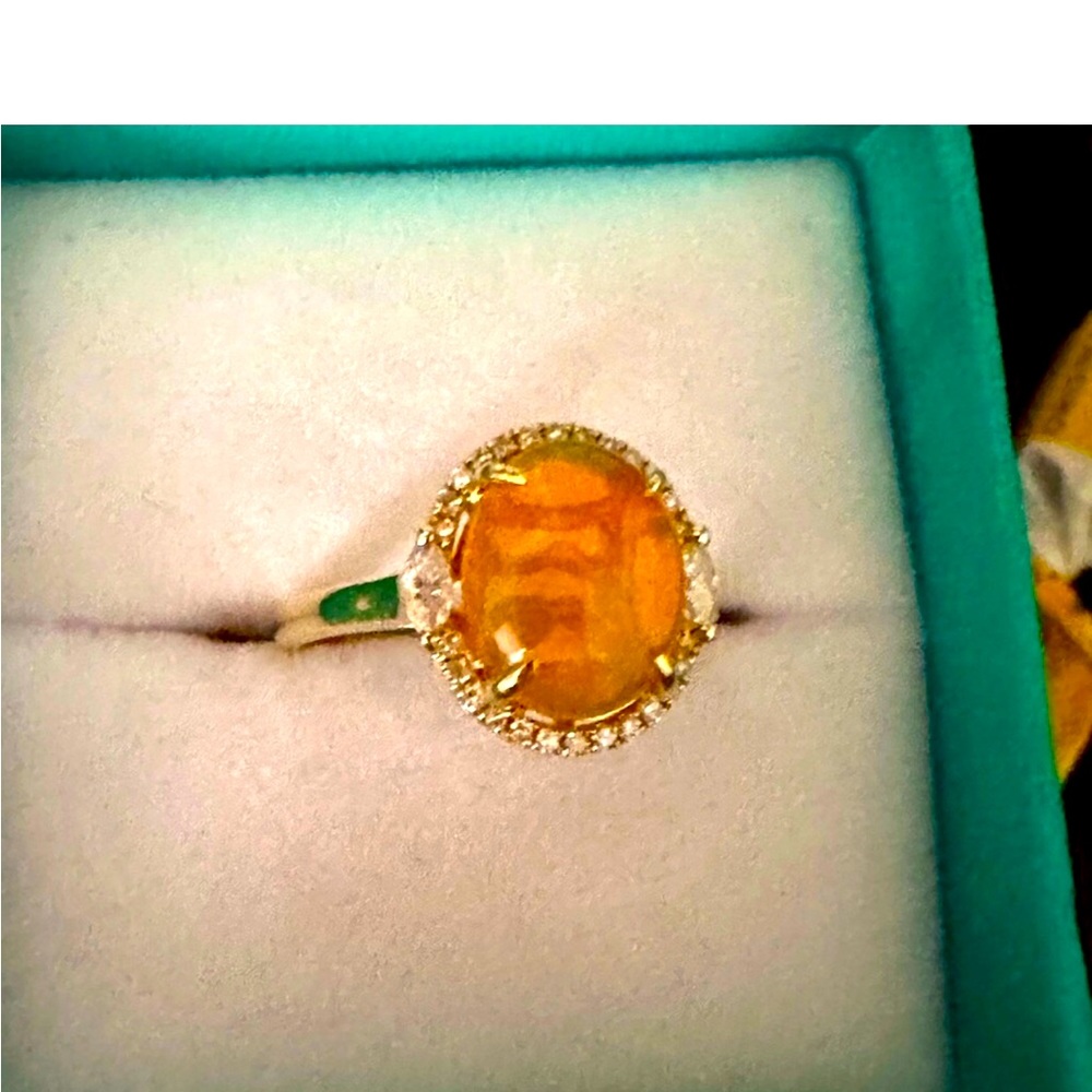 Effy Opal diamond 14 rose gold ring